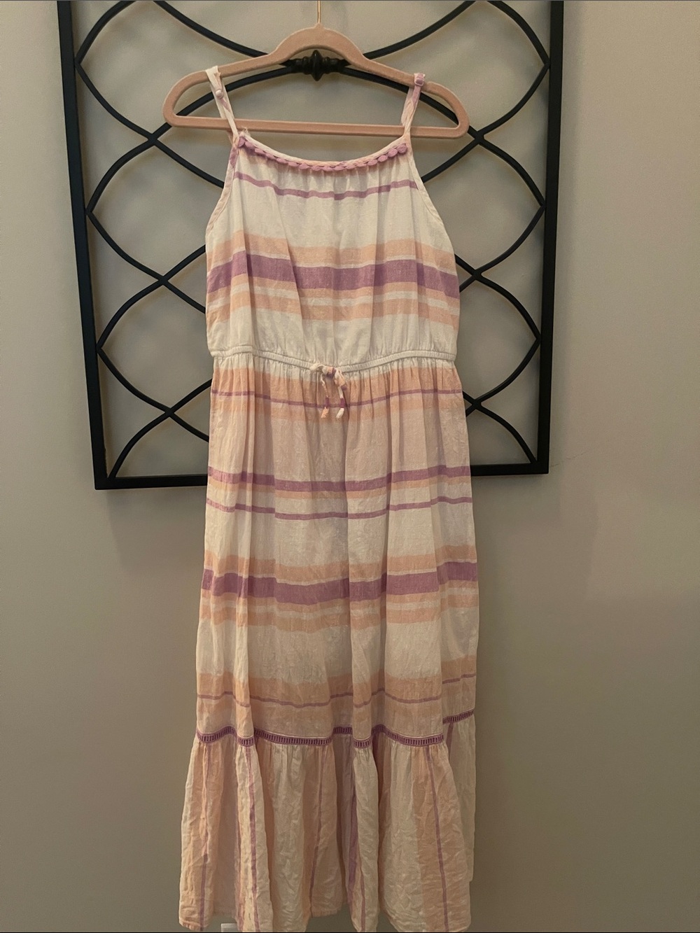 Girl’s Striped Sleeveless Maxi Dress - Pink & Cream